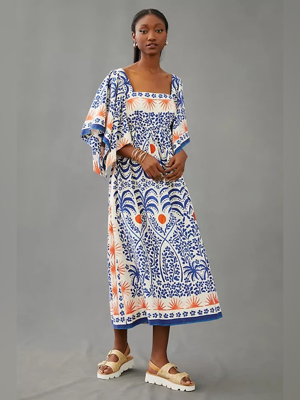 Farm Rio Afternoon Breeze Kaftan Midi Dress size medium RARE Retails $280 - Picture 2 of 8